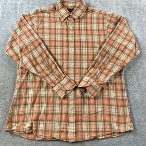 Proper Cloth Shirt Mens 17.5‎ XL Orange Plaid Casual Preppy Luxury Cotton Light